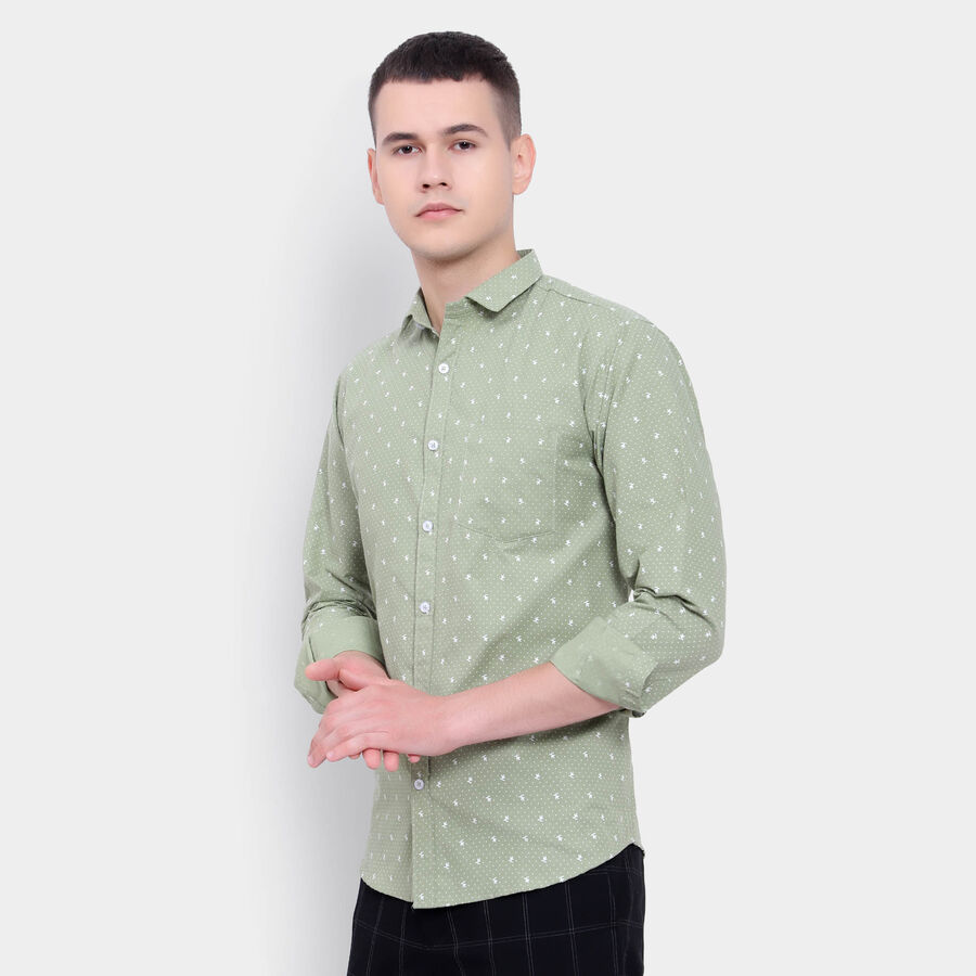 Printed Casual Shirt, Light Green, large image number null