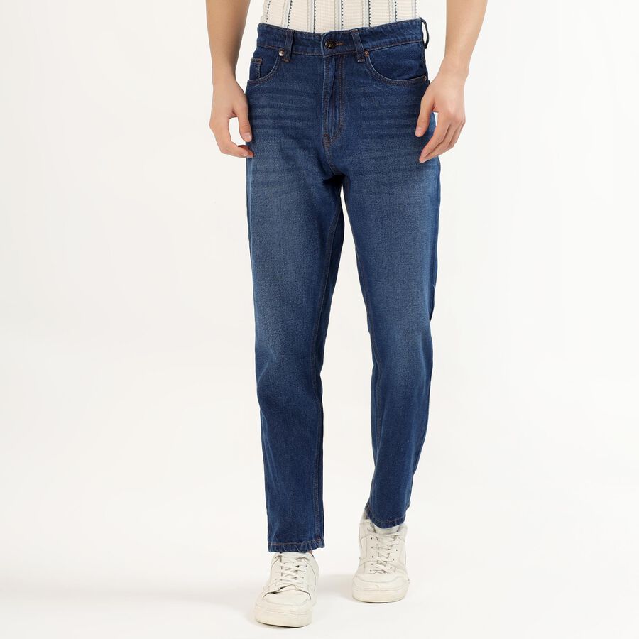 Men's Deep Indigo Blue Straight Fit Jeans, गहरा नीला, large image number null