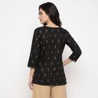 Women's Black V-Neck Printed Straight Kurti, Black, small