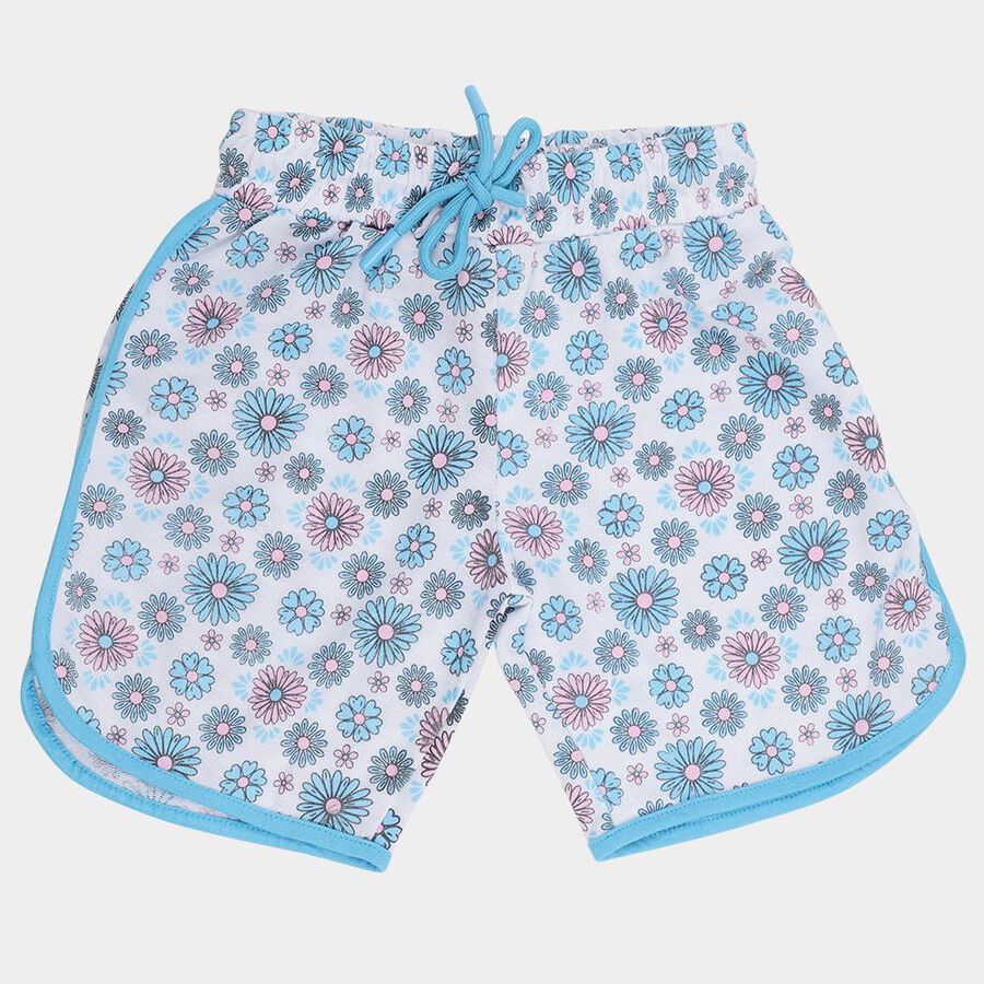 Girls Aqua Regular Fit Sporty Dolphin Hem Shorts, एक्वा, large