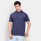 Men's Collared Half Sleeves T-Shirt, Dark Blue, small