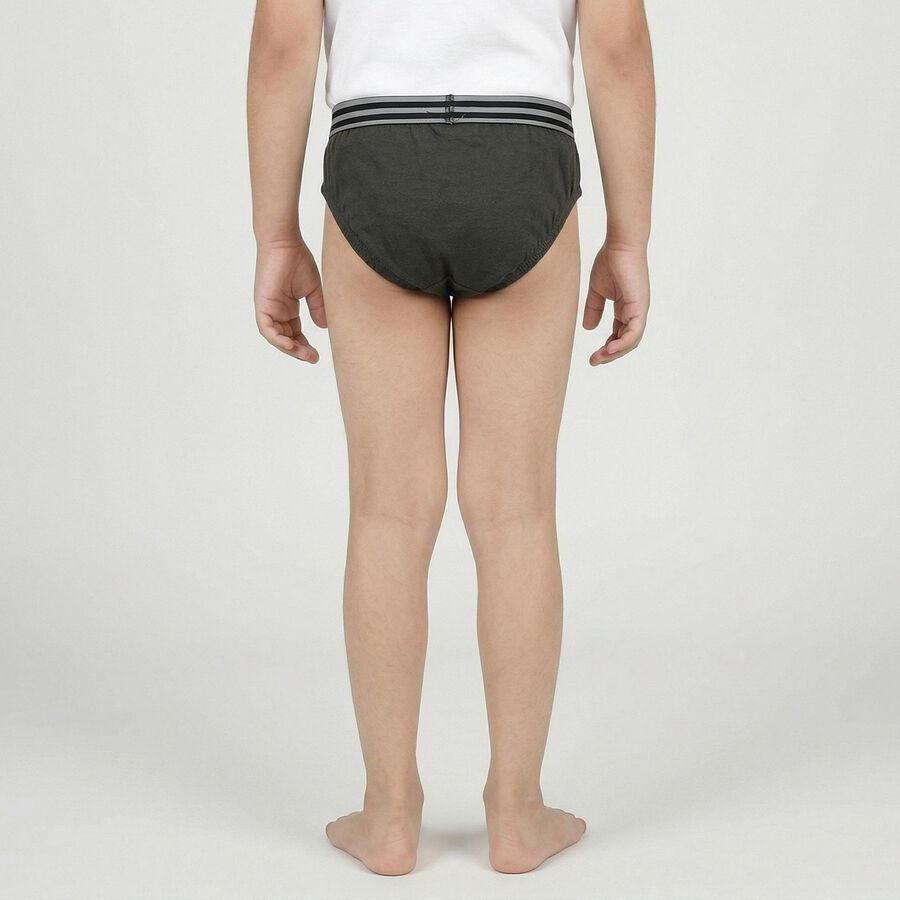 Boys' Olive Green Regular Fit Solid Briefs, ओलिव, large