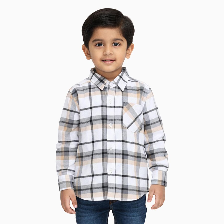 Boys' 100% Cotton Casual Shirt, ऑफ व्हाइट, large image number null