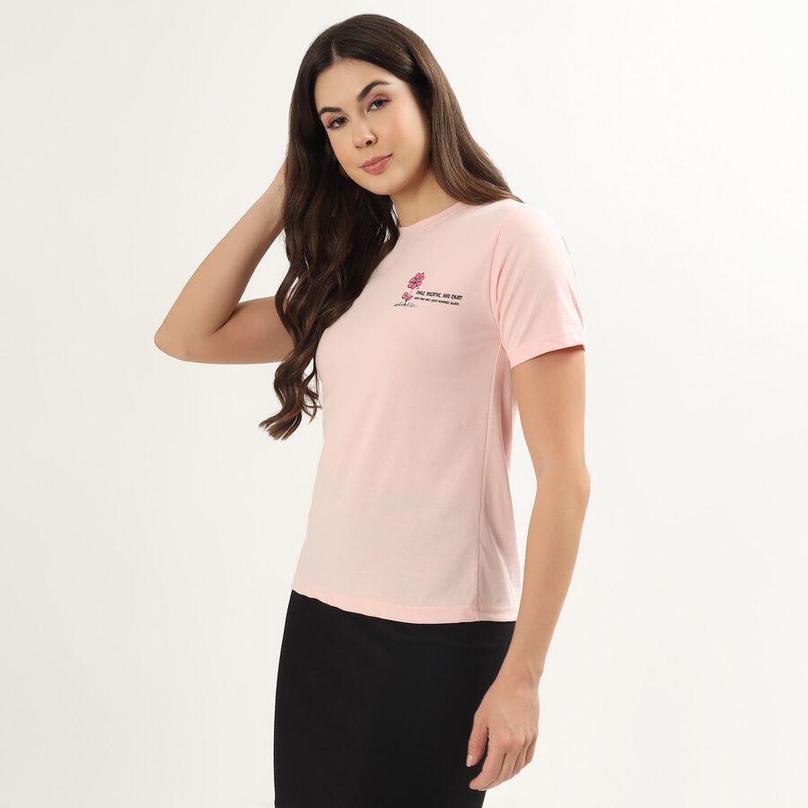 Ladies' Round Neck T-Shirt, Light Pink, large