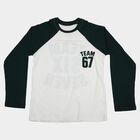 Boys White Round Neck Raglan Boys T-Shirt, White, small