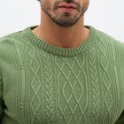 Men's Light Sage Green Crew Neck Casual Pullover, हल्का हरा, small image number null