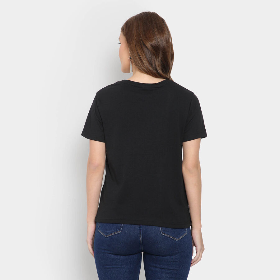 Round Neck T-Shirt, Black, large image number null