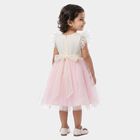 Girls' Pink Fit and Flare Floral Applique Party Wear Frock, हल्का गुलाबी, small
