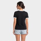 Women Black Round Neck Regular T-Shirt, Black, small