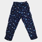 Girls' Navy Blue Straight Fit Heart Winter Pyjama, Navy Blue, small