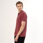 Men's Muted Maroon Cotton Polo Collar Casual T-Shirt, Pink, small