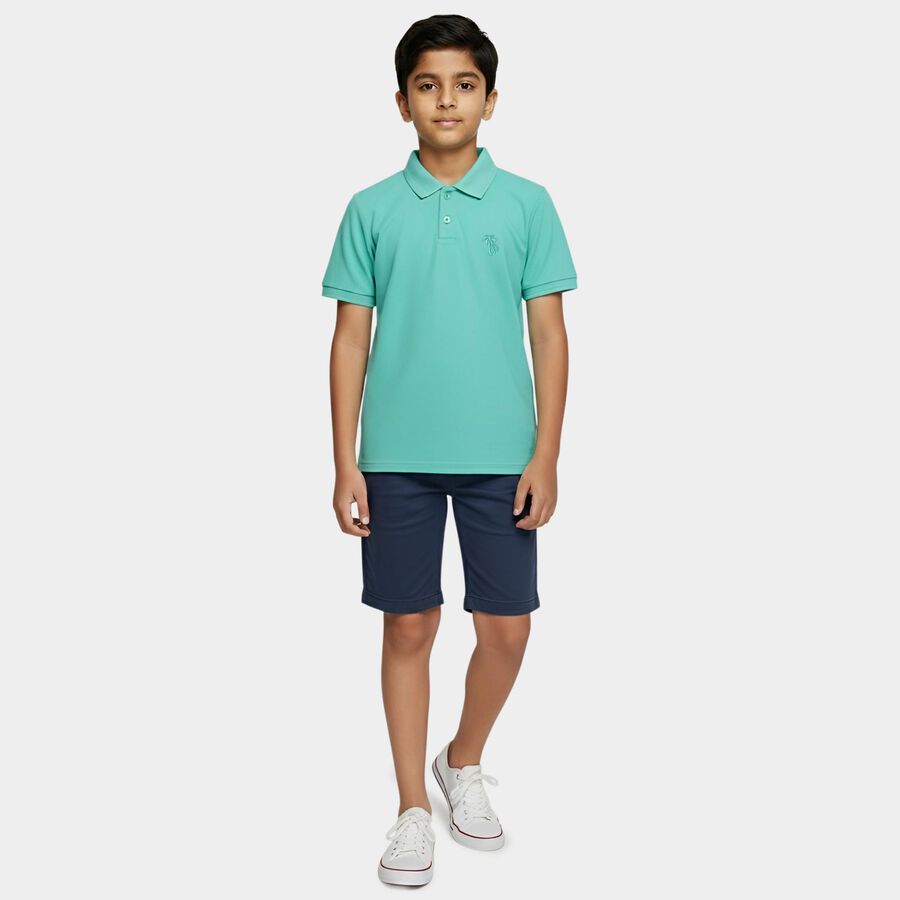 Boys' Dark Green Cotton Blend Crew Neck Graphic Printed T-Shirt, गहरा हरा, large
