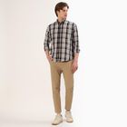 Men's Black and White Cotton Full Sleeve Spread Collar Casual Shirt, ऑफ व्हाइट, small image number null