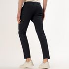 Men's Navy Blue Slim Fit Casual Trousers, नेवी ब्लू, small