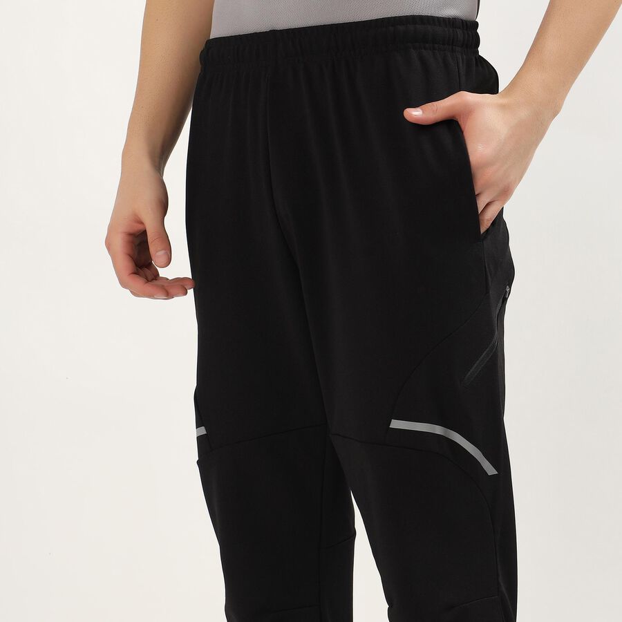 Men's Jet Black Slim Fit Reflective Track Pants, काला, large image number null