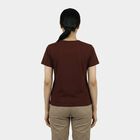 Women's Wine Round Neck Casual T-Shirt, वाइन, small