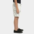 Boys' White Regular Fit Casual Bermuda Shorts, Off White, small