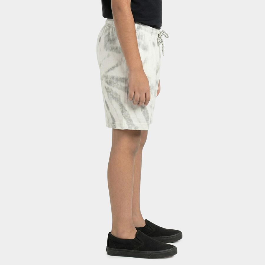 Boys' White Regular Fit Casual Bermuda Shorts, Off White, large
