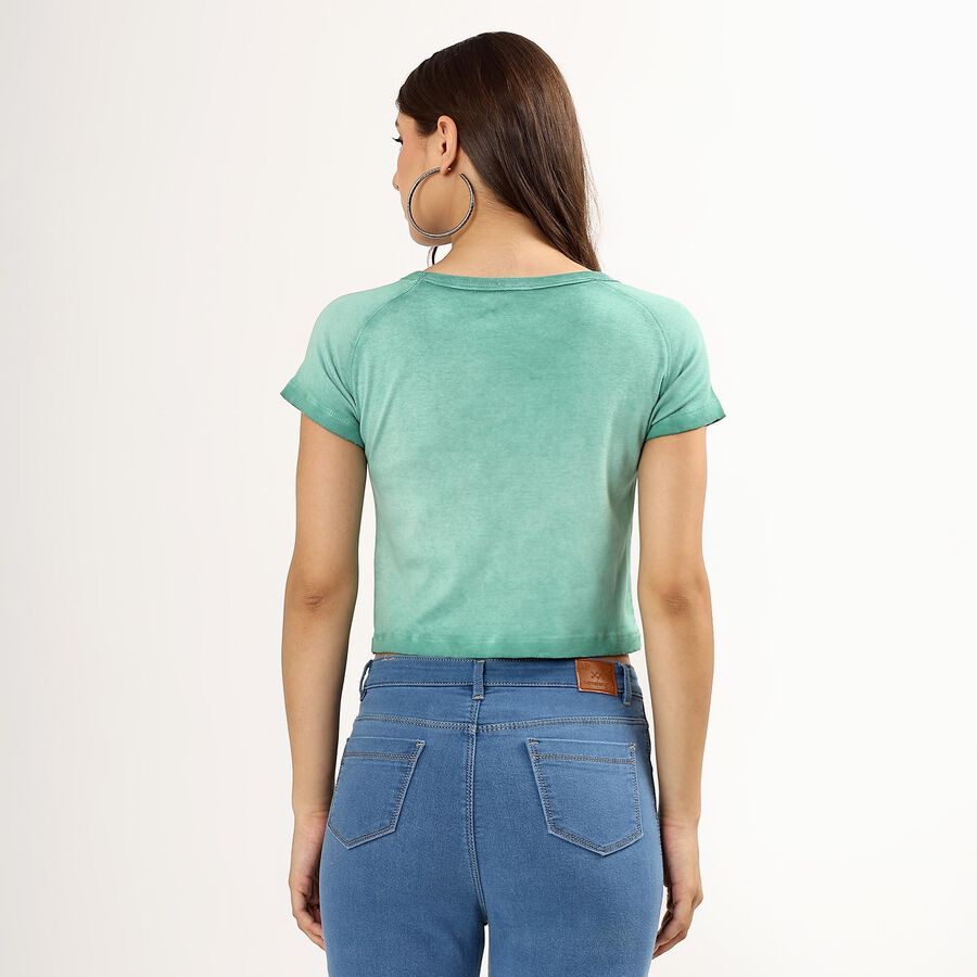 Ladies' 100% Cotton Round Neck T-Shirt , Light Green, large image number null