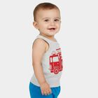 Infants Grey Cotton Blend Round Neck Casual Vest, Melange Light Grey, small