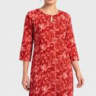 Women's Maroon Round Neck Floral Printed Kurta, Maroon, small