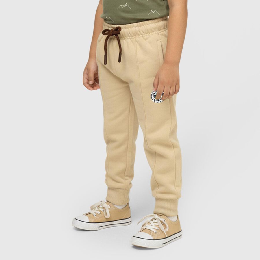 Boys' Light Beige Elastic Waist Pyjama, Beige, large image number null