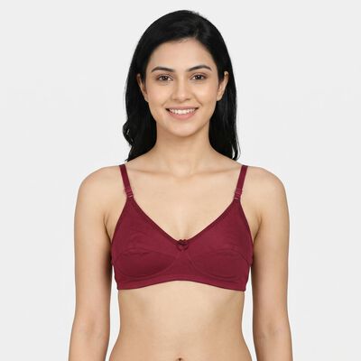 Women's Wine Cotton V Neck Bralette Bra
