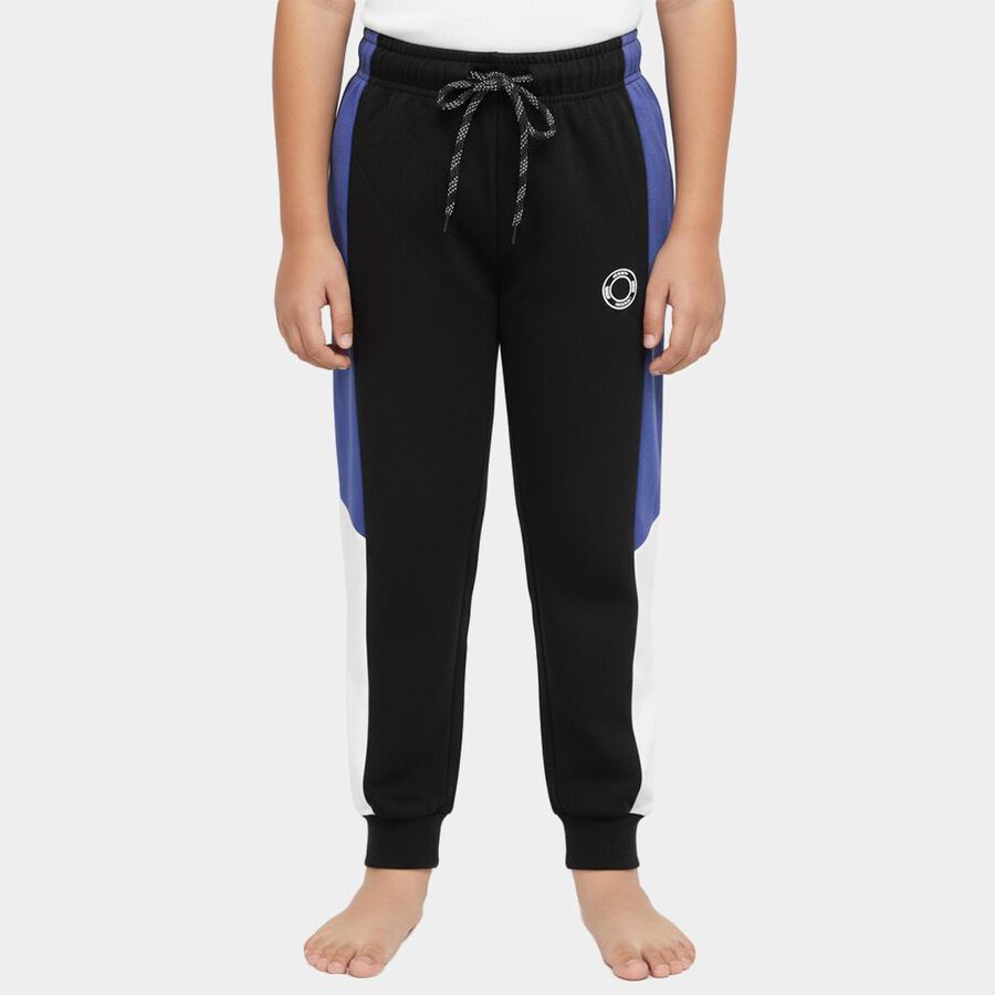 Boys' Black Color-Blocked Winter Pyjama, काला, large image number null