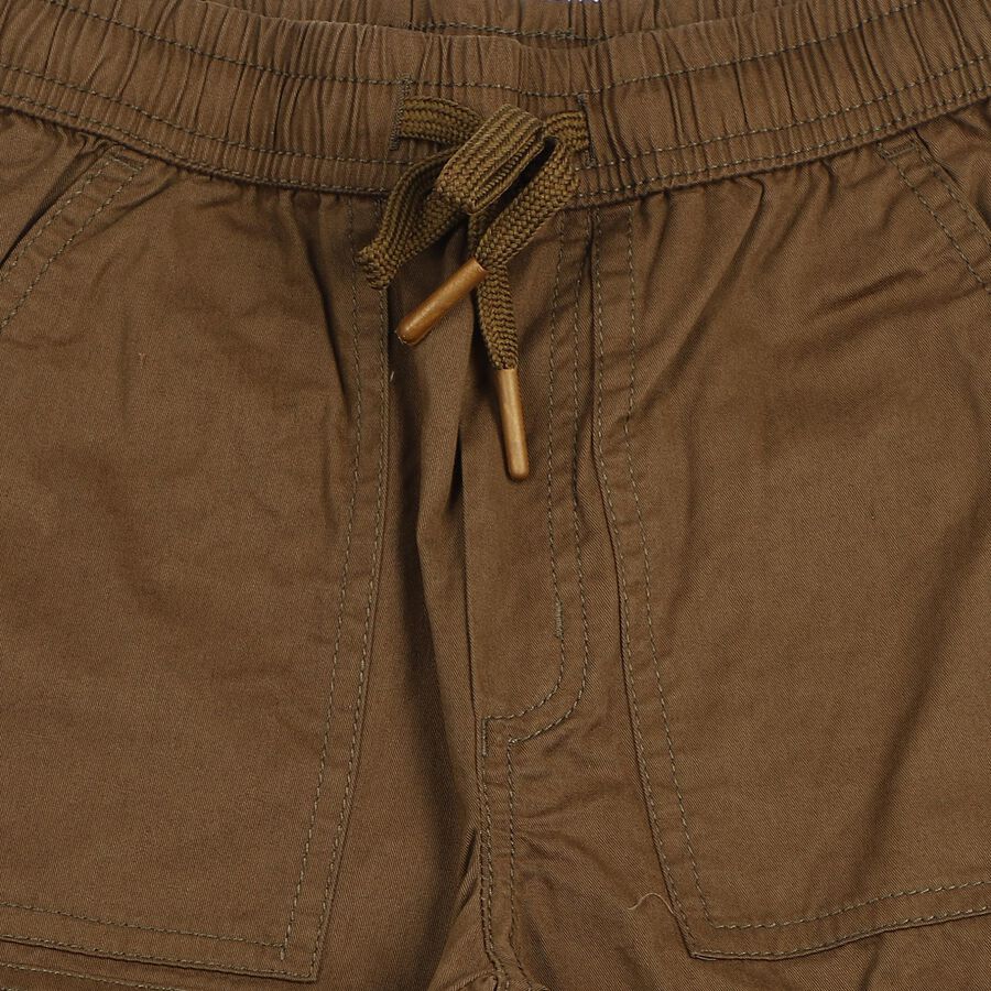 Boys' Olive Green Regular Fit Cargo Jogger Trousers, ओलिव, large