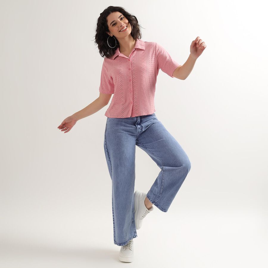 Women's Light Pink Collared Casual Shirt, Purple, large image number null