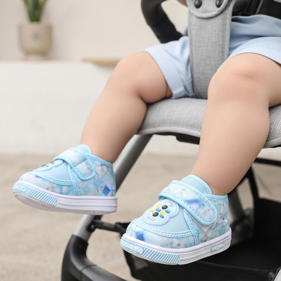 Boys' Light Blue Velcro Strap Sneakers, Blue, large