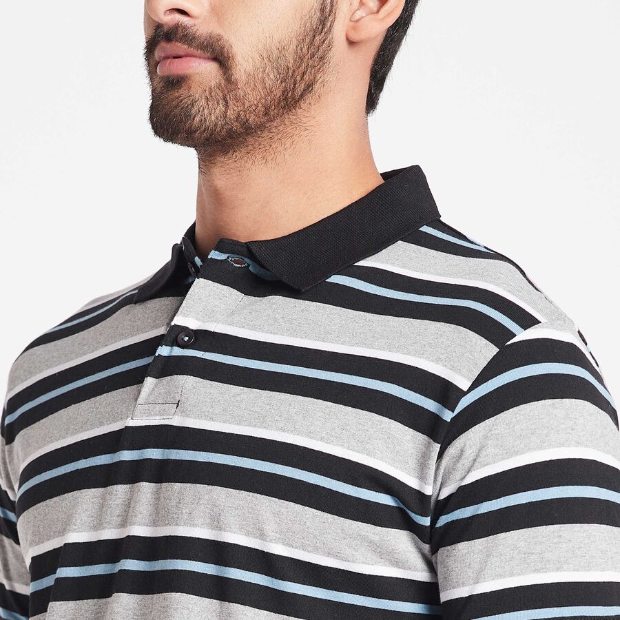 Stripes Polo Shirt, Melange Mid Grey, large image number null
