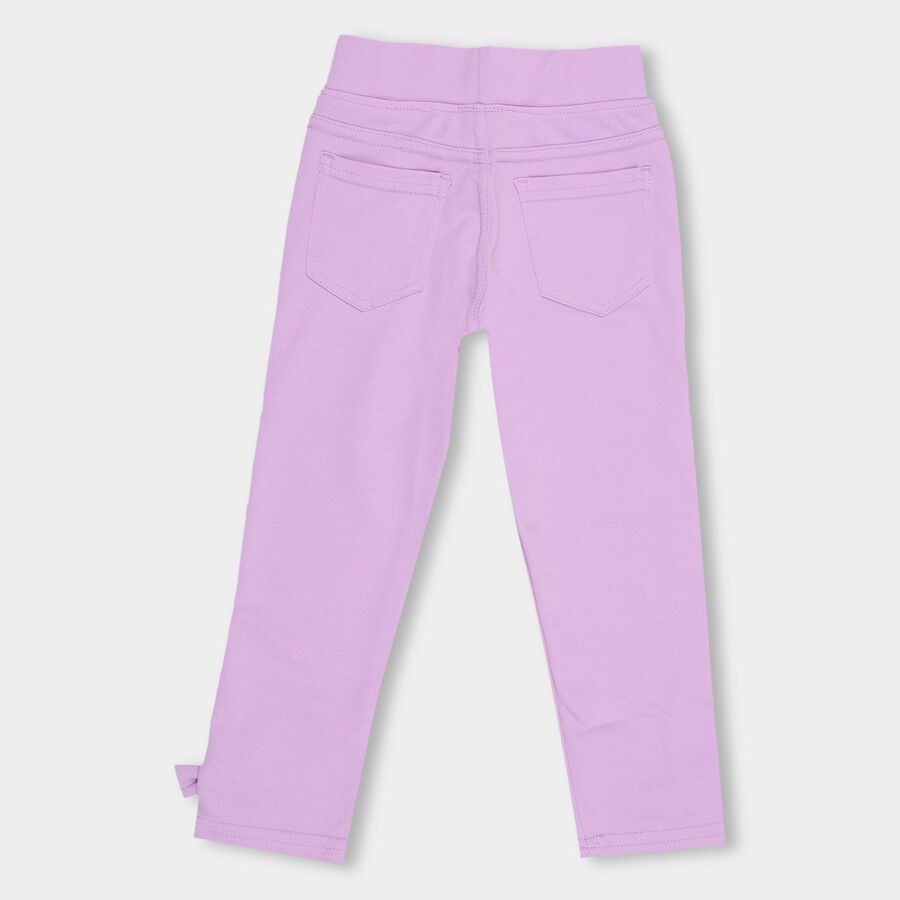 Girls' Lavender Regular Fit Pull-Up Trousers, Lilac, large image number null