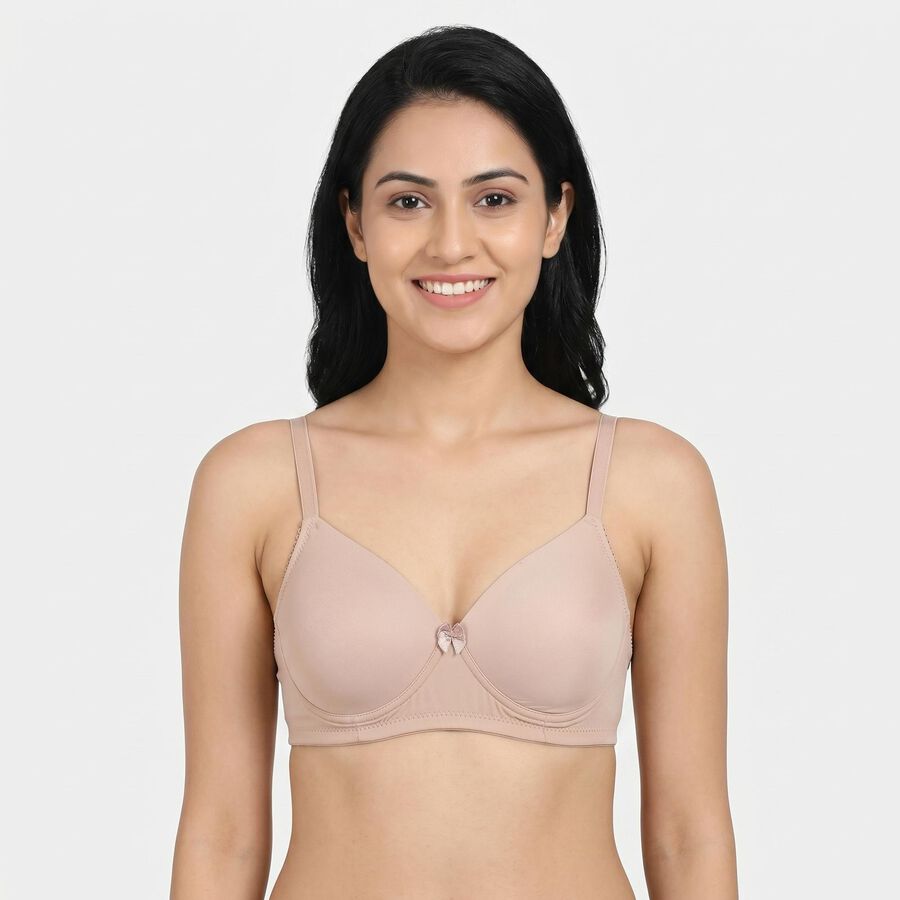 Women's Brown V Neck T-Shirt Bra, Brown, large