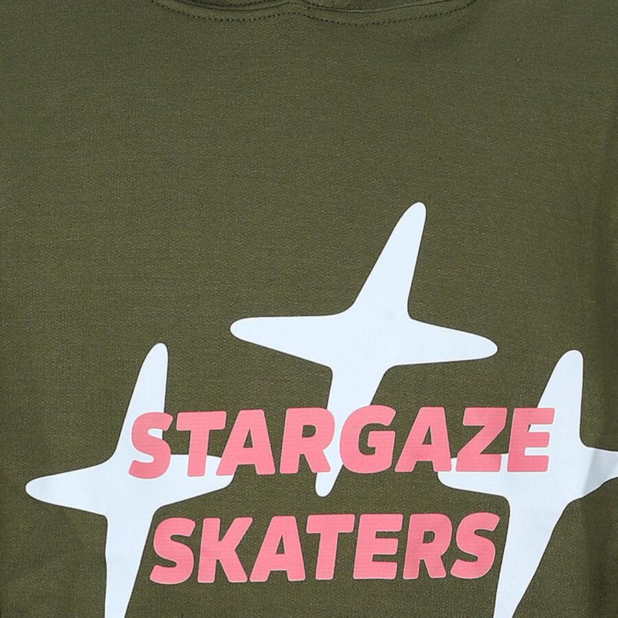 Boys Olive Green Hooded Neck Casual Sweatshirt, Olive, large image number null