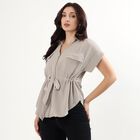 Women's Light Grey Half Sleeve Classic Casual Shirt, Light Grey, small