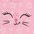 Girls' Pink Star Printed Sleeveless A-Line Frock, लाइलेक, small image number null