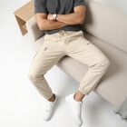 Men's Beige Regular Fit Cargo Jogger Track Pants, गहरा पीला, small