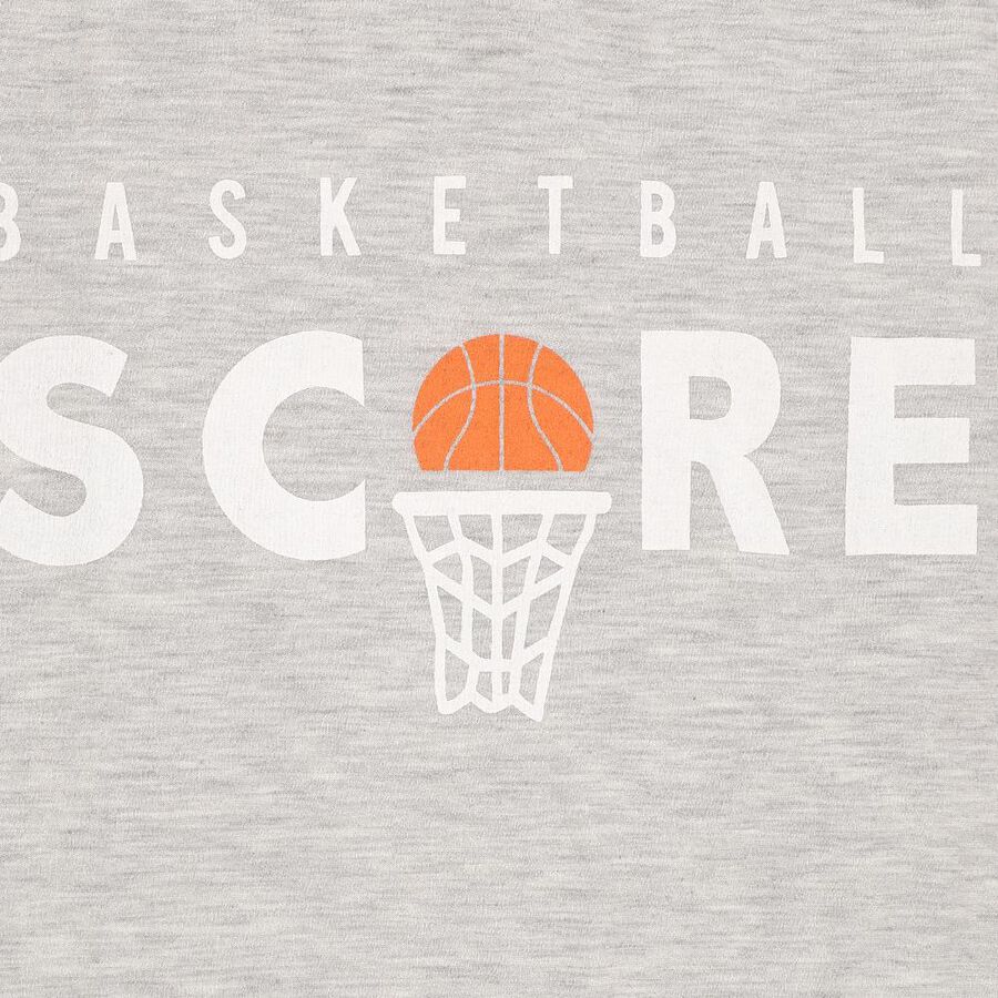 Boys Light Grey Crew Neck Graphic Sweatshirt, Ecru Melange, large image number null