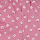 Girls' Pink Floral Printed Elastic Waist Cotton Capri, Pink, small