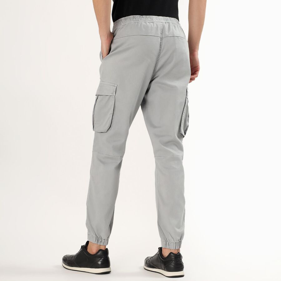 Men's Light Gray Slim Fit Cargo Jogger Trousers, हल्का ग्रे, large image number null