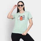 Ladies' 100% Cotton Round Neck T-Shirt , हल्का हरा, small