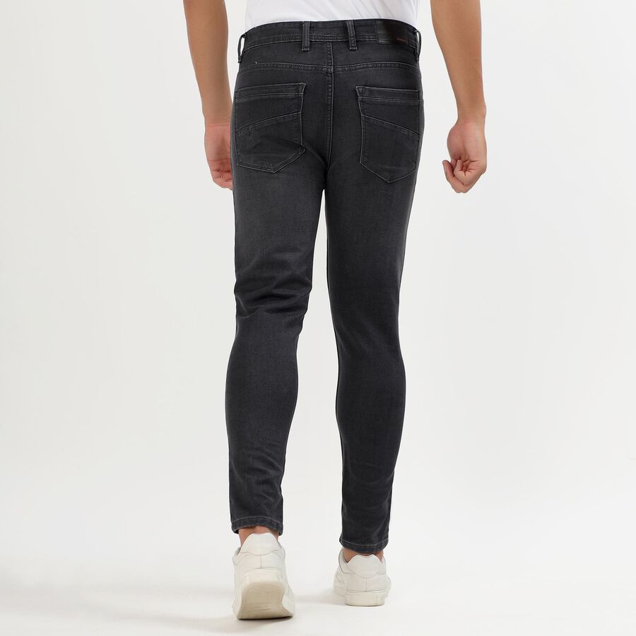 Men's Charcoal Black Skinny Fit Five-Pocket Jeans, गहरा ग्रे, large image number null