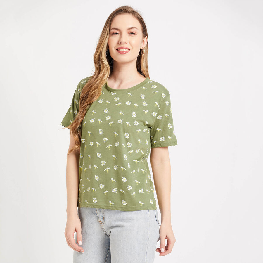 Round Neck T-Shirt, Olive, large image number null