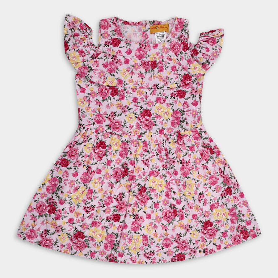 Girls' 100% Cotton Frock, Light Pink, large image number null