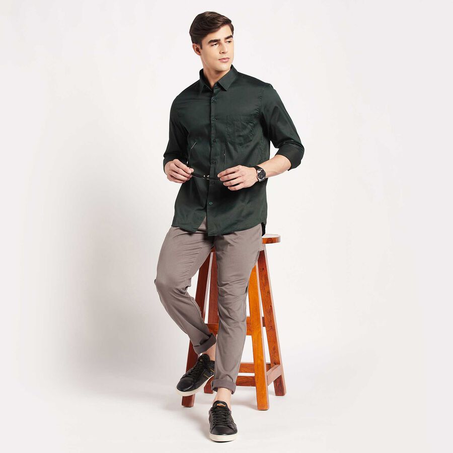Cotton Solid Casual Shirt, Dark Green, large image number null