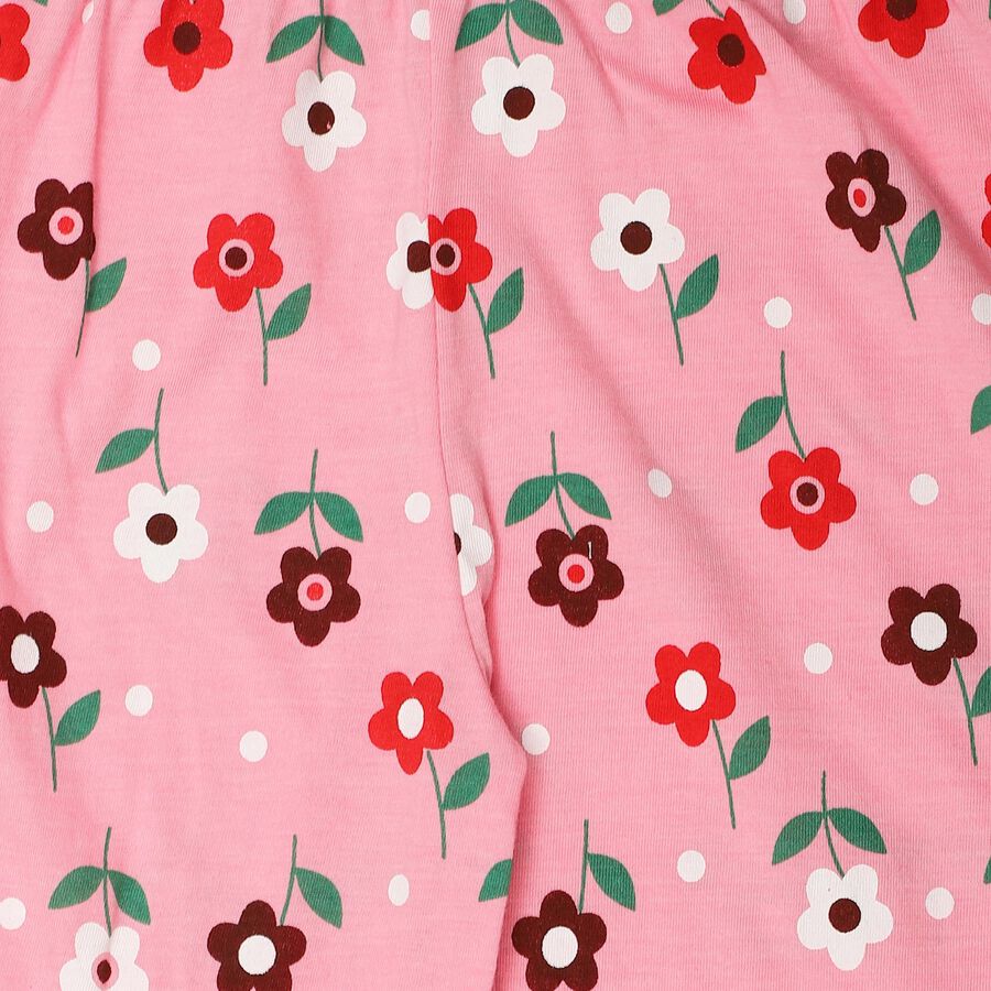 Girls Pink Jogger Floral Printed Pyjama, Light Pink, large