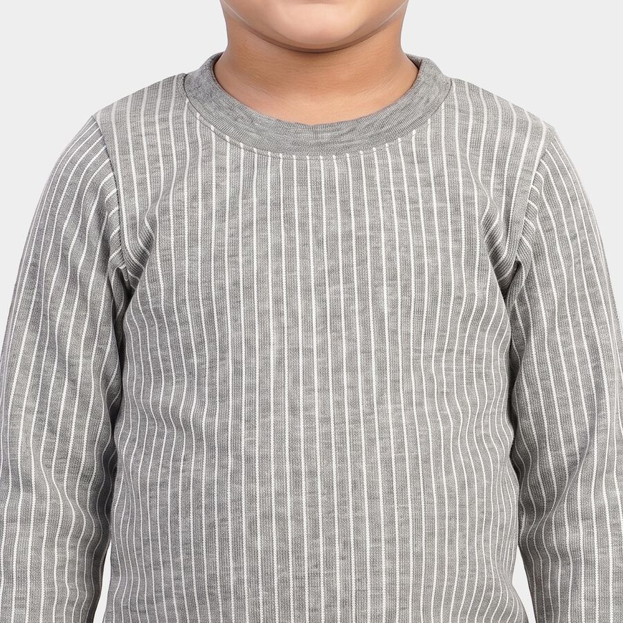 Boys Grey Long Sleeve Thermal, Melange Light Grey, large