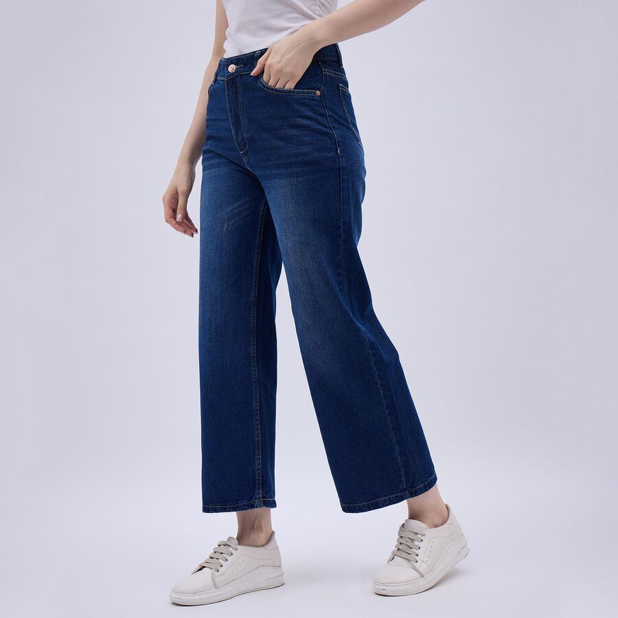 Ladies' 100% Cotton Jeans, Mid Blue, large image number null