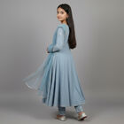 Girls' Sky Blue Cotton Embroidered Kurta and Churidar Fusion Set, Light Blue, small image number null